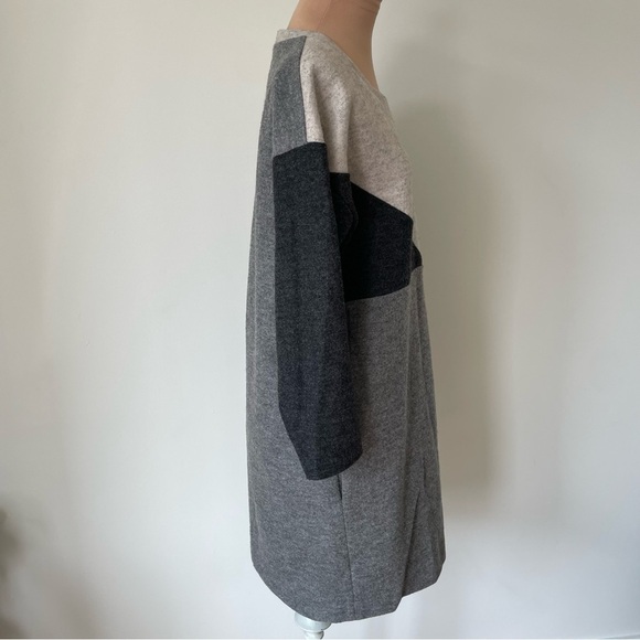 Madewell Geotilt Gray Color Block Wool Blend Long Sleeve Shift Dress EUC Size S - Picture 5 of 12